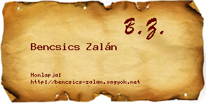 Bencsics Zalán névjegykártya