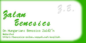 zalan bencsics business card